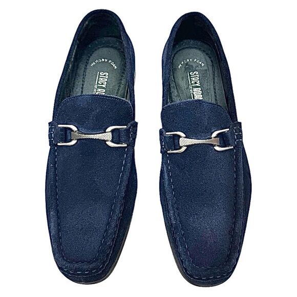Stacy Adams Mens Newcomb Moc Toe Bit Loafer Blue Suede 7.5 M Pre-Owned - Picture 8 of 11